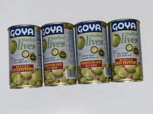 Goya Stuffed Spanish Olives Minced Hot Peppers. Net WT. 5.25 oz/ea (Pack of 4) - Picture 1 of 3