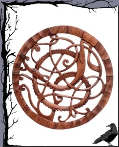 Decoración de pared medieval de madera - vikingos - serpiente Midgard - Imagen 1 de 1