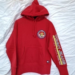 Tommy hilfiger red/multi hoodie Sz Xxs Oversized Fits Uk 8 Bnwt See Description - Picture 1 of 4