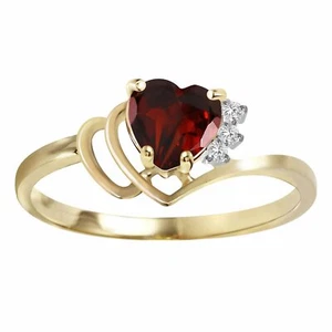 Womens 14k Yellow Gold Natural Garnet Diamond Heart Shape Gemstone Ring 0.97 tcw - Picture 1 of 4