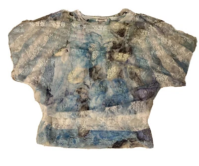 Vintage Dress Barn Women’s Blouse Sze S Multi Layer Lace Blue Romantic Beaded - Image 1 of 4