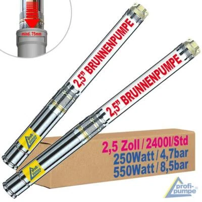 PROFI-PUMPE.DE BRUNNENPUMPE 2,5 ZOLL TIEFBRUNNENPUMPE TAUCHPUMPE GARTEN BRUNNEN PUMPE SCHMAL
