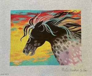 LIZ Goodrick Dillon Fire Horse Handpainted Needlepoint Canvas 13.5” X 11” - Picture 1 of 8