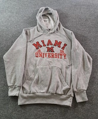  Pulôver Miami University com capuz adulto pequeno cinza manga longa MV esporte - Imagem 1 de 4