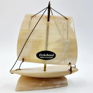 VINTAGE DYKEHEAD HAND CARVED HORN SAILING YACHT BOAT MADE IN SCOTLAND 4” Inch - Picture 1 of 11