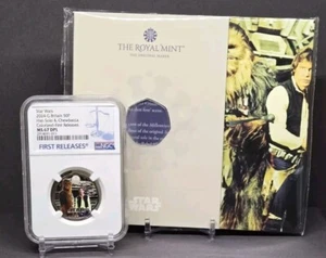 2024 GR BRIT 50p STAR WARS HAN SOLO & CHEWBACCA - NGC MS67 DPL FR COLOR not niue - Picture 1 of 16