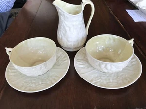 Rare Belleek Bacchus Mask and Grape embossed Set - Picture 1 of 9