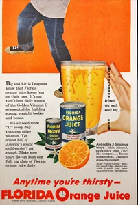 1955 Florida Orange Juice Big League Golden Vitamin Vintage Print Ad - Picture 1 of 2