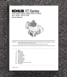 Engine Service Repair Manual Fits Kohler 6.75, 7, 8 HP XT XTR Lawn Mower - Picture 1 of 18