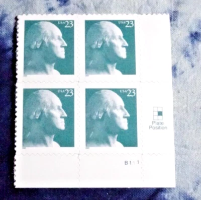 US 3468a G. WASHINGTON (BLACK 2001 DATE) PLATE# BLOCK OF "4" MNH/SA/PANE TYPE!! - Image 1 of 2