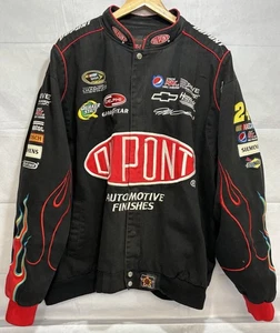Vintage Y2K Jeff Hamilton Gordon Black DuPont Nascar Racing Jacket 3XL FLAMES - Picture 1 of 16