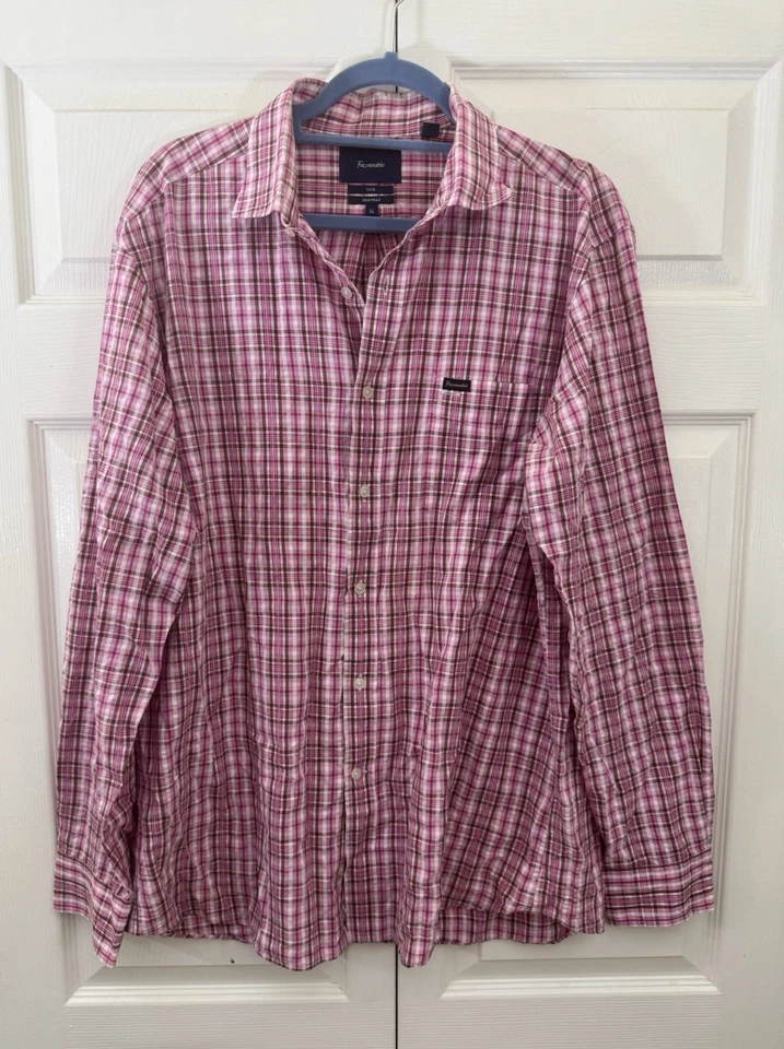 Camisa de vestir a cuadros Faconnable Club Deauville talla XL manga larga para hombre Foto 1 de 4