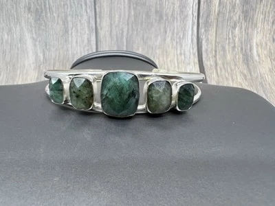 Jay King шахты находки .925 граненый бразильский изумруд манжеты браслет новый в коробке 7» - Изображение 1 из 4