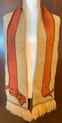 Doxie Dachshund Red Wiener Dog 70” Long Scarf Novelty Fringe Beige  - Image 1 of 4