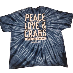 Joe’s Crab Shack T Shirt Size 2XL Tie Dye Peace, Love & Crabs Galveston Texas - Picture 1 of 9