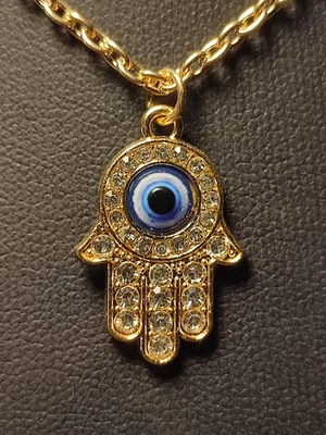 Fatimas Hand Islam Damen Halskette in Gold Glaube Religion mit kleinen Fehler - Bild 1 von 4