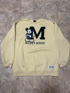 Vintage Mickey Mouse Primark Yellow Crewneck Pullover Embroidered Size 12-13 Yrs - Picture 1 of 7