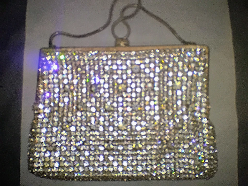 Antique Rhinestone 1920s Evening Bag, Purse, Mirror West Germany, WALBORG - Image 1 of 4