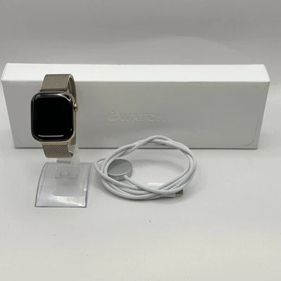 Apple Watch (Series 10) 42mm Gold Titanium w/ Gold Milanese Loop (LTE) - 9/10 - Image 1 of 4