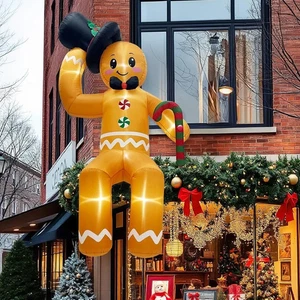 Decoración de exterior inflable de Navidad de 10 pies, pan de jengibre sentado gigante - Imagen 1 de 7