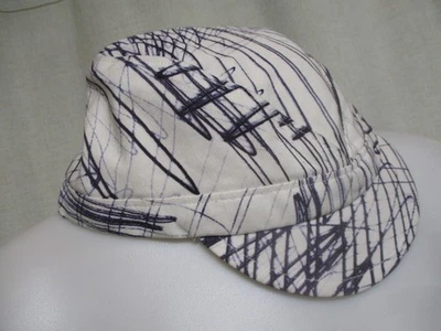 EUGENIA KIM White Blue Abstract Pattern Flat Cap Hat  - Image 1 of 4