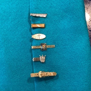 Antique Vintage Tie Clips Swank Enamel Anson Lot Of 6 Silver & Goldtone - Picture 1 of 23