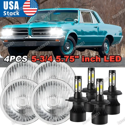 4x 5.75" inch LED Headlights HI/LO White Fit Pontiac GTO firebird 1964-1972 - Image 1 of 4