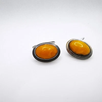 Bernstein Butterscotch Edelstein Manschettenknöpfe  900 Silber Thomas Bishton - Bild 1 von 4