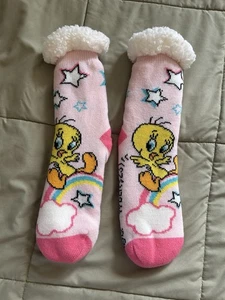 Mädchen/Damen weiche warme Wolle Polyester Tweety Vogel Socken mit rutschfesten Griffen NEU - Bild 1 von 4