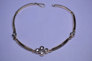 BRACCIALE VINTAGE ORO GIALLO 14K DIAMANTI MAGLIA LUNGA CIRCA 0,60 CARATI TW 7,5 GRAMMI - Foto 1 di 6