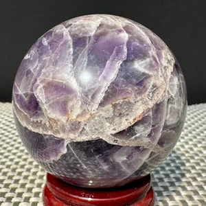 368G Natural Dream Amethyst Sphere Polished Quartz Crystal Ball Aura Healing - Foto 1 di 23