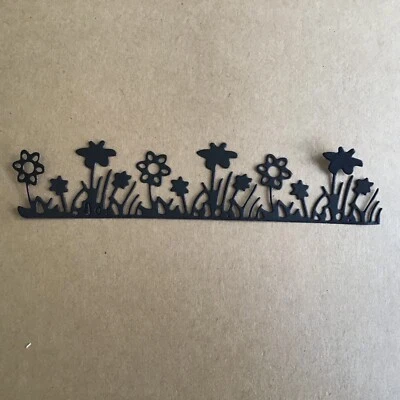 FLOWERS Border rectangle die cut embellishments 6 pcs  1-1/4" x 5-1/4”  - Image 1 of 4