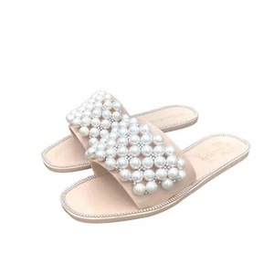 Jessica Carlyle Pearl and Rhinestone Slip On Slides Sandals NWOT* NO BOX Size 9 - Picture 1 of 13