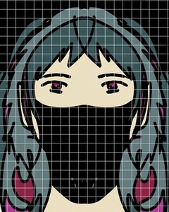 Pair Of Masked Anime Girl Art Prints by Artist Arwen Hill - Picture 1 of 1
