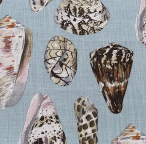 SCALAMANDRE Coquina stampa lino conchiglie multicolore su blu mare UK nuovo resto - Foto 1 di 1