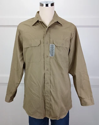 SEARS ROEBUCKS Vintage Utility Shirt Mens LARGE TALL Khaki Cargo Workwear Button - Image 1 of 4