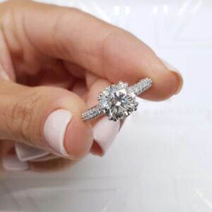 IGI GIA Lab Created Diamond Ring Round Cut 14K White Gold 1.20 Carat Size 5 6 7