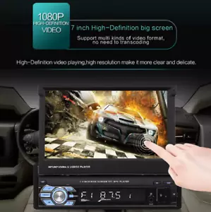 STEREO 7" POLLICI a SCOMPARSA 1 DIN AUTO, RADIO MP5 MP3 USB BLUETOOTH TELECAMERA - Foto 1 di 14