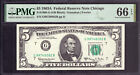 1963 A $5 Federal Reserve Note Chicago Fr.1968-G Gb Block Pmg Gem Unc 66 Epq