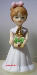 ENESCO GROWING UP GIRLS AGE 4 BRUNETTE FIGURINE CAKE TOPPER NEW IN BOX E9528 - Picture 1 of 4