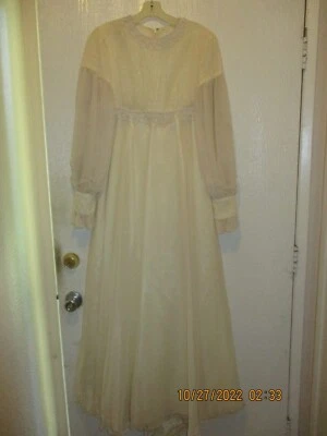 Vintage Emma Domb Satin & Lace Wedding Dress & Vail (Size 11)  "SALE" - Image 1 of 4