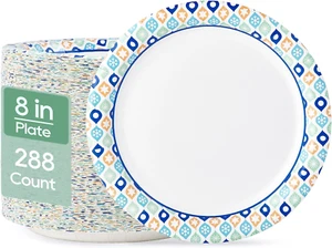 8.375 Inch Disposable Paper Plates, 288 Count Paper Plates, Soak Proof Disposabl - Picture 1 of 8