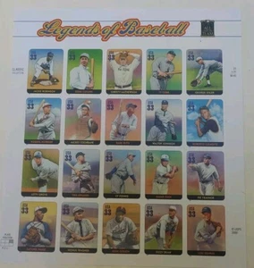 Legends Of Baseball Stamp Sheet US Souvenir 2000 USPS 20 33 Cent VTG - Picture 1 of 2