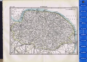 NORFOLK 1907 - Condado marítimo de Inglaterra - Mapa antiguo del país + BONO - Imagen 1 de 1