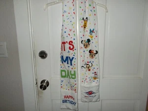 Disney Cruise Line Mickey & Friends It's My Day Happy Birthday White Scarf - Picture 1 of 5