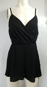 Women Black Romper size small one piece short outfit zipper back - Picture 1 of 9