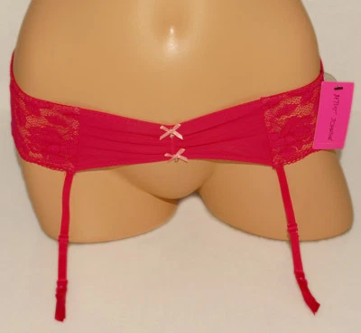 Betsey Johnson - розовый алый - чистый и кружевной эластичный подвязочный ремень sz M * новый ярлык - Изображение 1 из 4