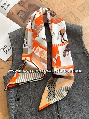 Sallys Boutique 14~18 Momme Sarga Seda Envolvente Bufanda Tigre Animales Estampado Mantón 35" Foto 1 de 4