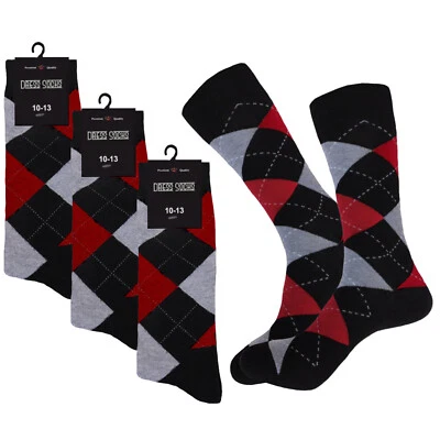 1-3 Pair DIAMOND ARGYLE Pink Purple Red Ladies COTTON Dress Socks 9-11 - Image 1 of 4