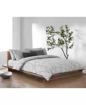Calvin Klein  Body Scribble TWIN Duvet Cover Heathered Gray & Black Jersey Knit - Image 1 of 4